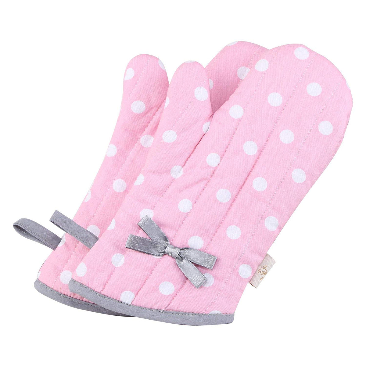 NEOVIVA polka-dots oven mitts for kids provide easy grip for baking