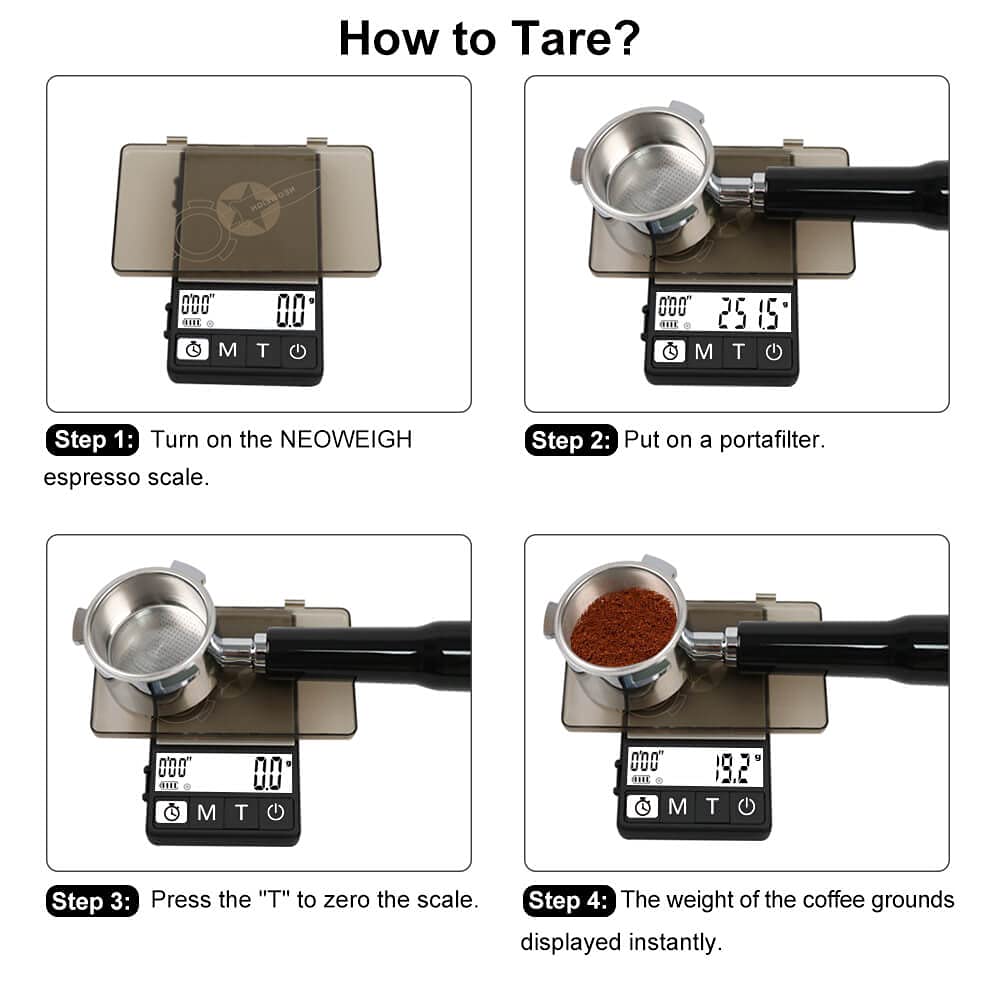 NEOWEIGH espresso scale compact dimensions fit small counters.