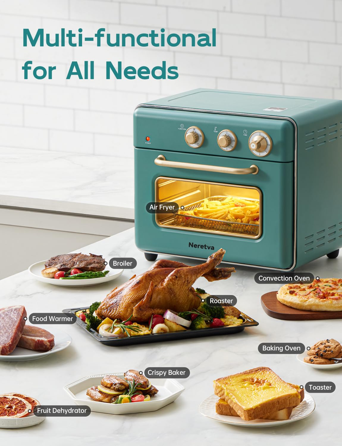 Neretva control panel close-up emphasizes easy, versatile cooking access