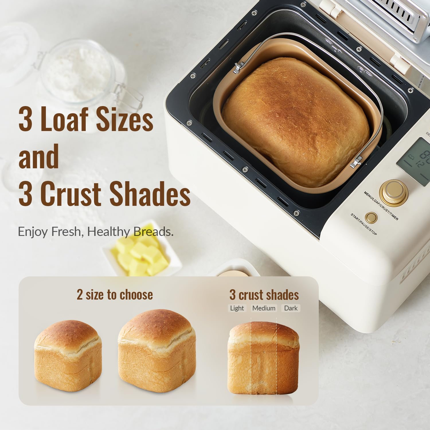 Neretva bread machine viewing window to monitor browning without opening the lid