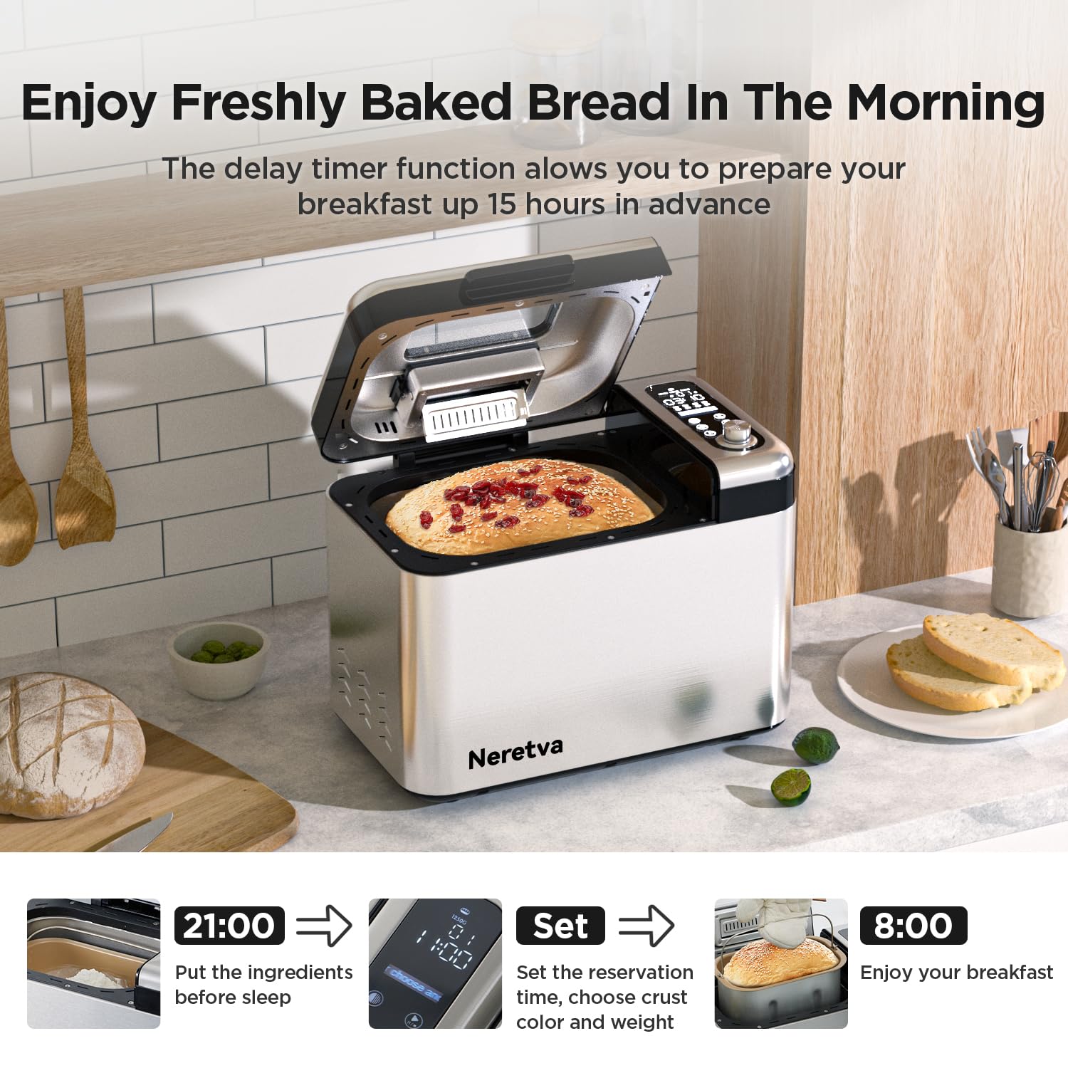 Neretva auto fruit and nut dispenser adds ingredients at the right moment.