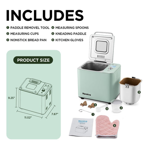 Neretva compact all-metal bread maker on kitchen counter saves space.