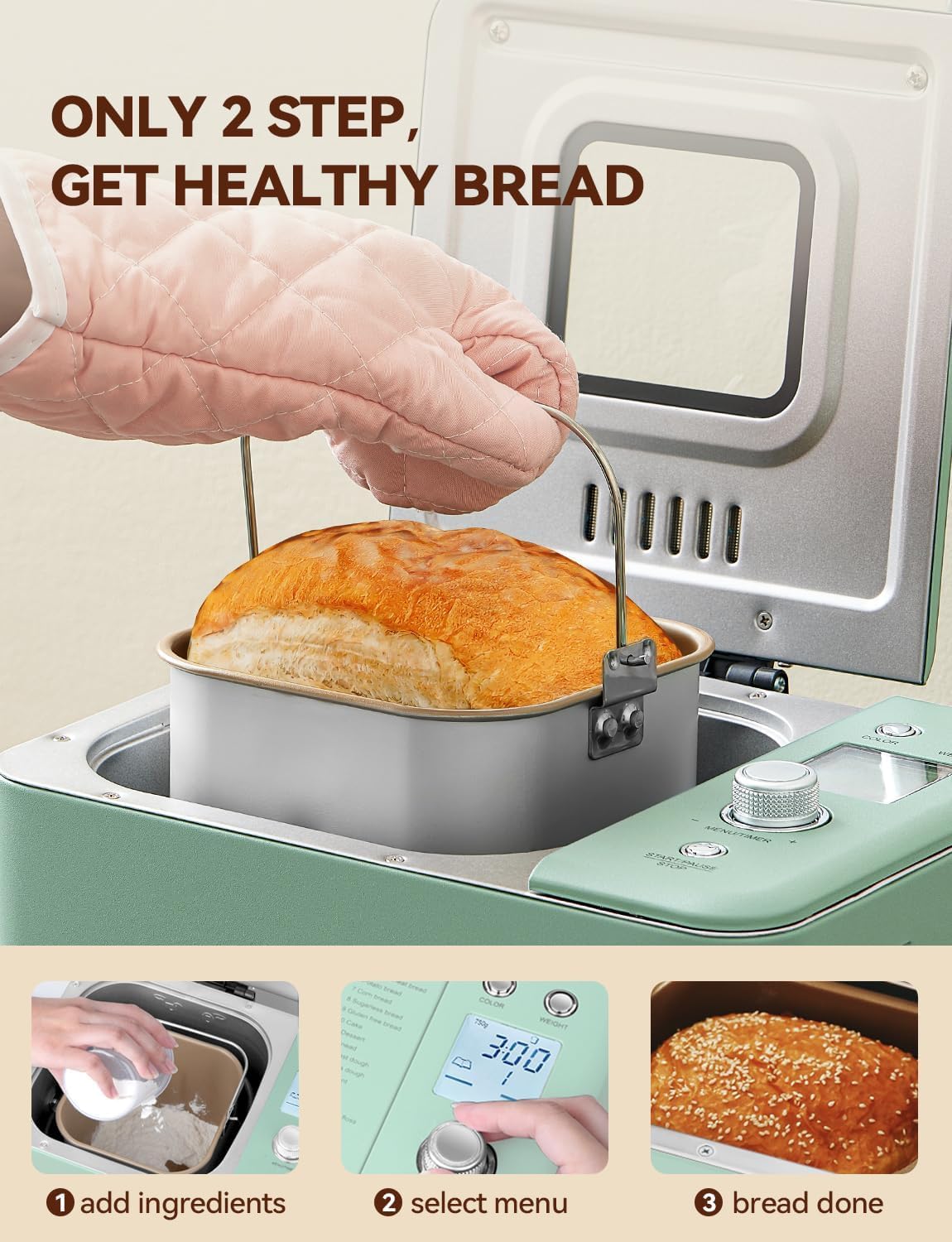 Neretva control panel with 20 programs enables flexible loaf options.