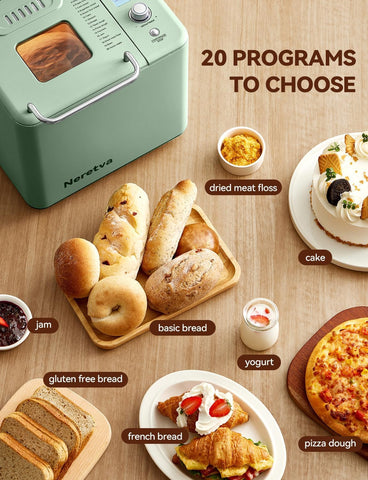 Neretva bread maker dual heaters image shows top and bottom heating for even baking.