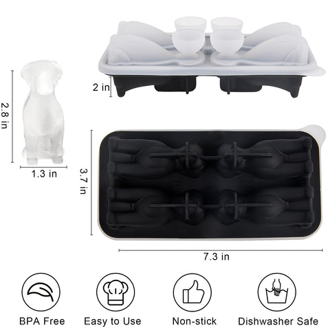 Nerien 3D Labrador ice mold four-hole design for cocktails