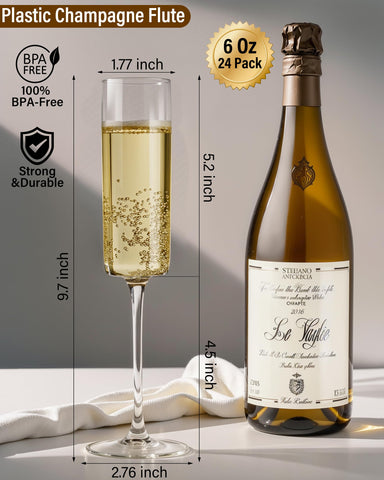 Nervure disposable flutes suitable for outdoor party setups and gatherings.