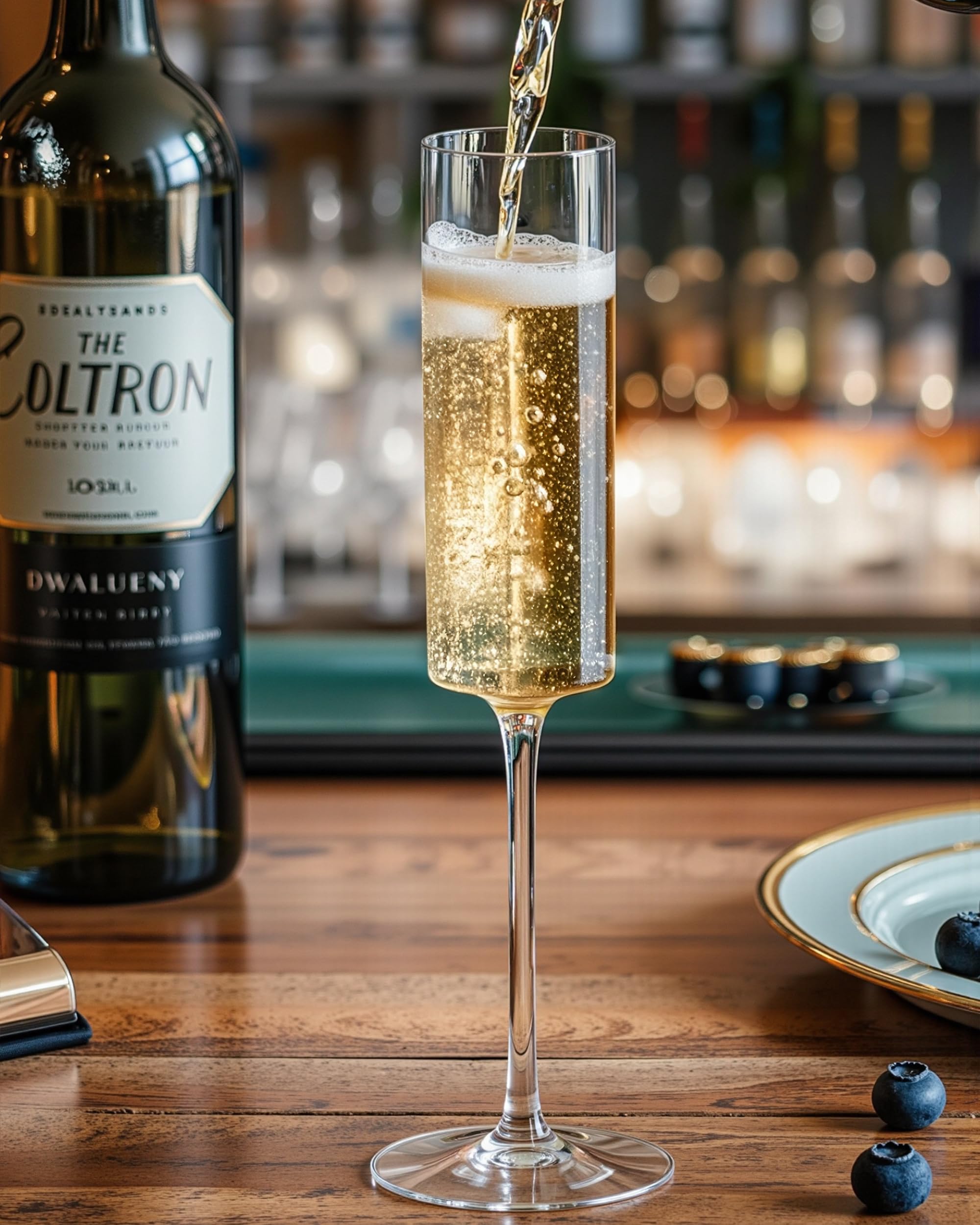 Nervure square stemmed glasses add chic to toasts at weddings.