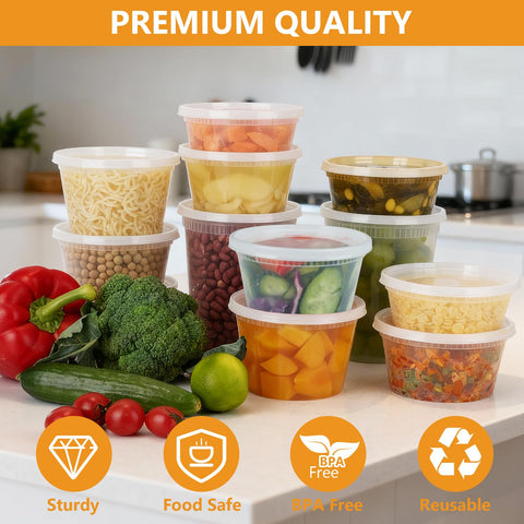 NESCCI 12oz deli container with lid closed keeps sauces fresh