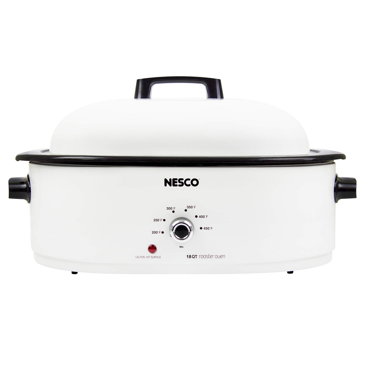 Front view of the Nesco MWR18-14 roaster oven showing large 18-quart capacity for big roasts