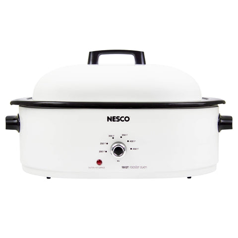 Front view of the Nesco MWR18-14 roaster oven showing large 18-quart capacity for big roasts