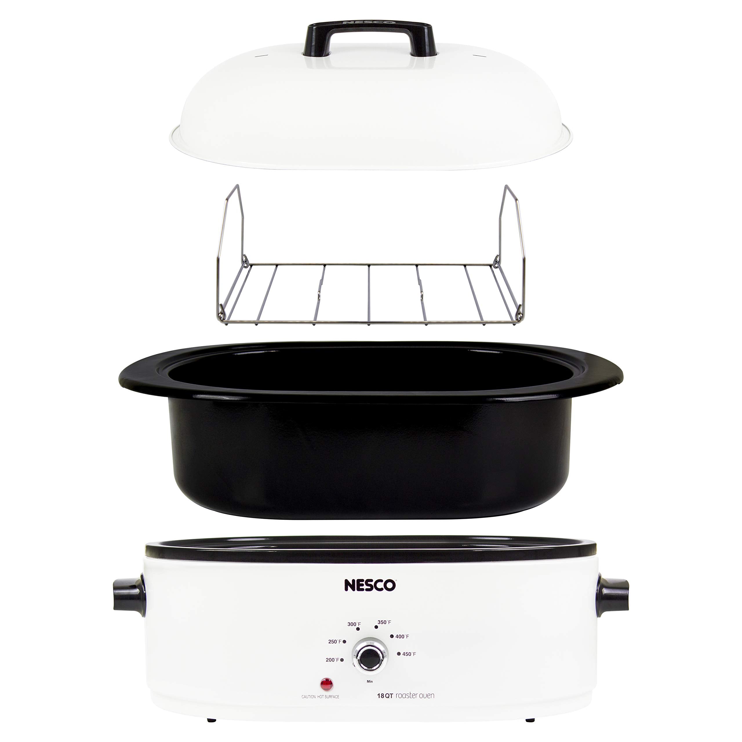 Dishwasher-safe cook well shown on the Nesco roaster for simple post-meal cleanup