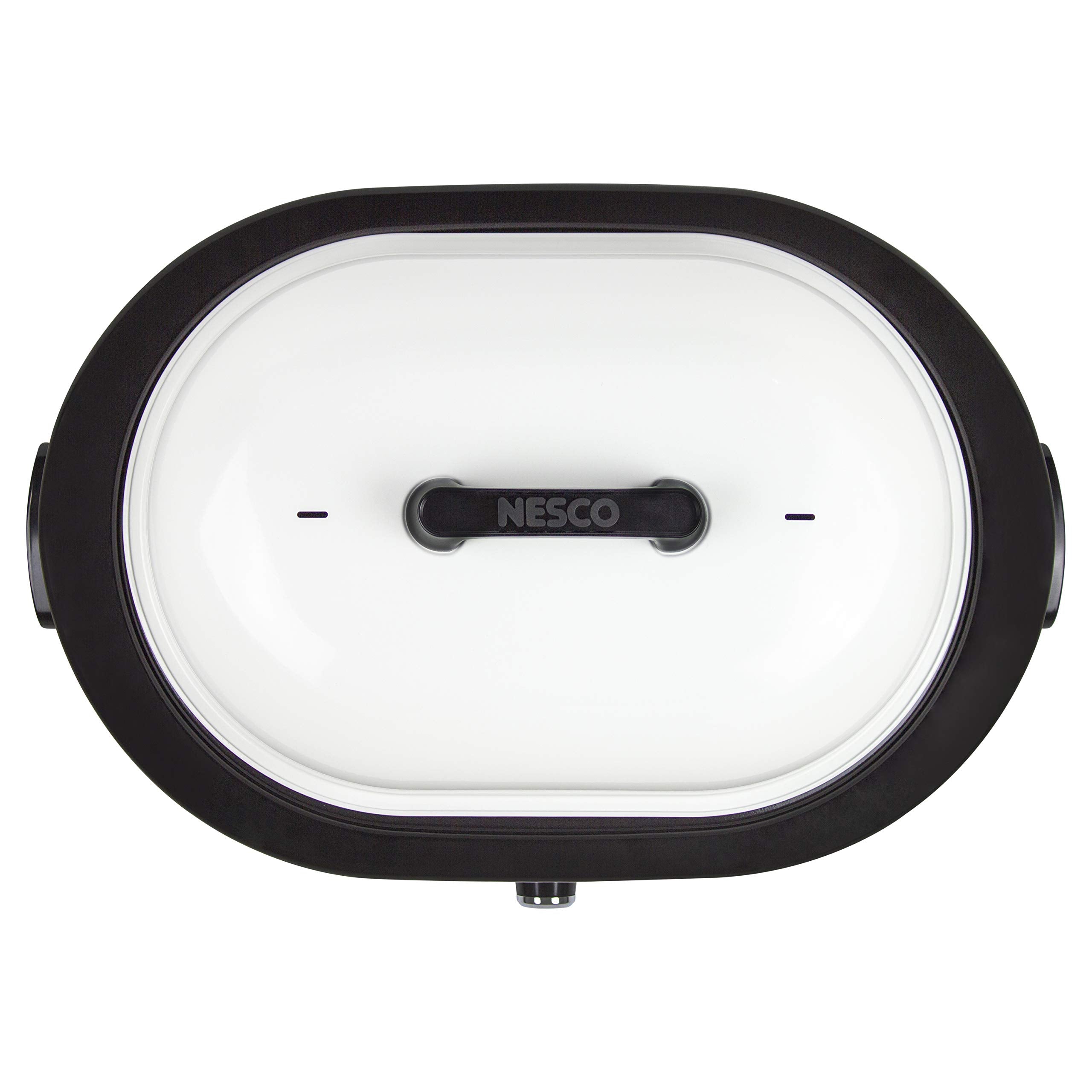 Removable enamel cook well on the Nesco roaster for storage and cleaning