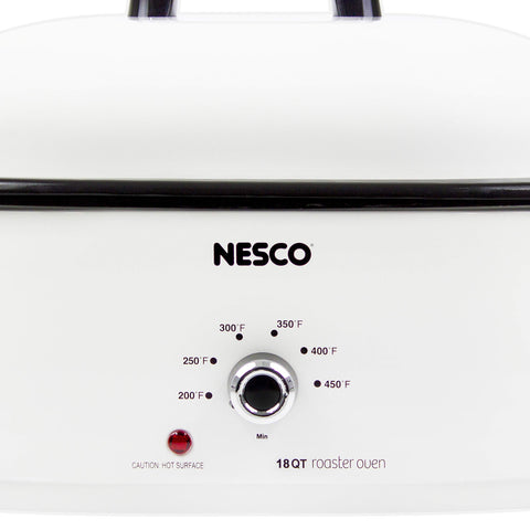 Close-up of the thermostat on the Nesco MWR18-14 for versatile cooking