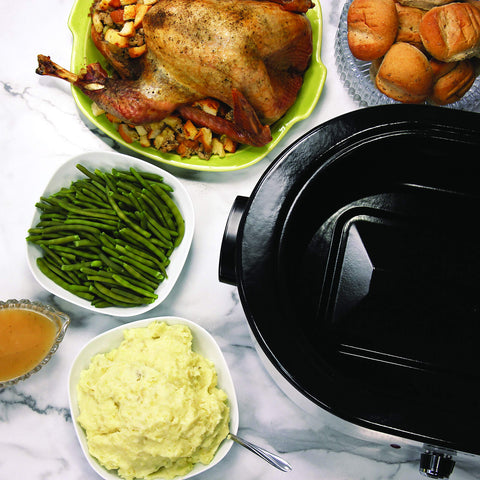 White finish on the 18-quart Nesco roaster complements a busy kitchen