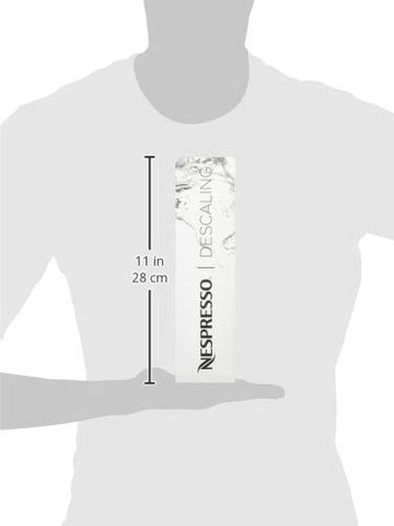 Packaging close-up highlighting compact descaling solution for home use.