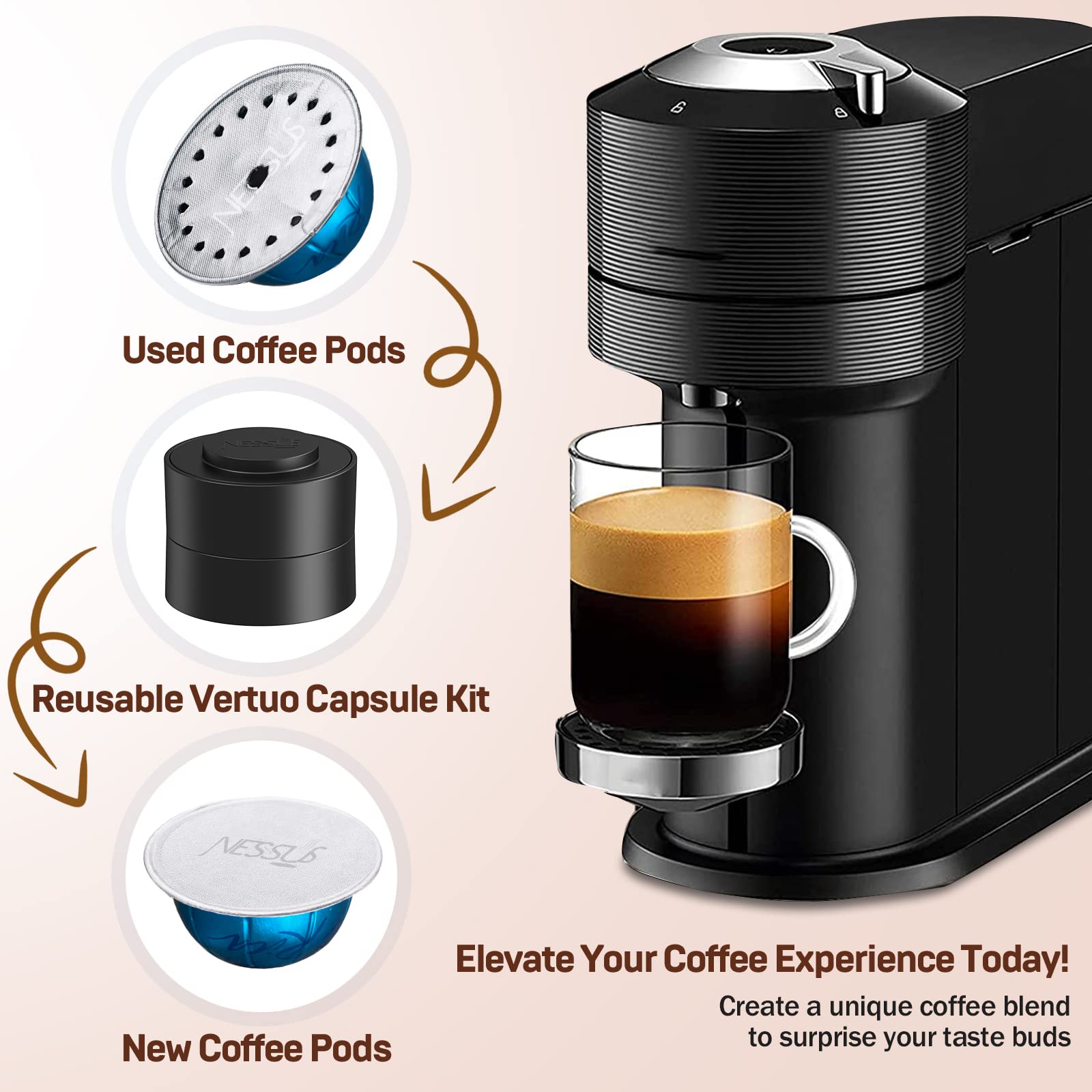 NESSUS easy-to-clean, tear-resistant lids reduce mess during coffee filling.