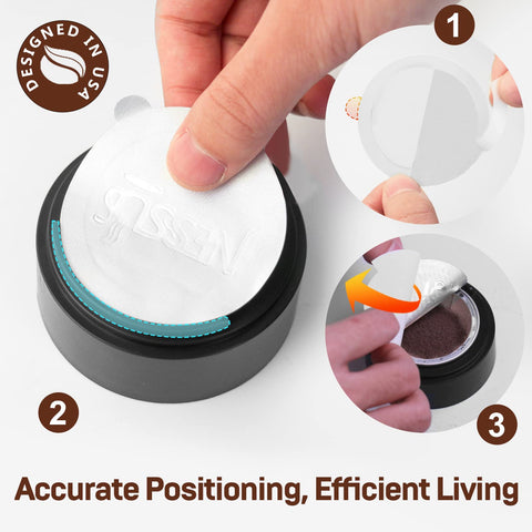 NESSUS refillable pod kit image shows a simple process to load coffee and seal.