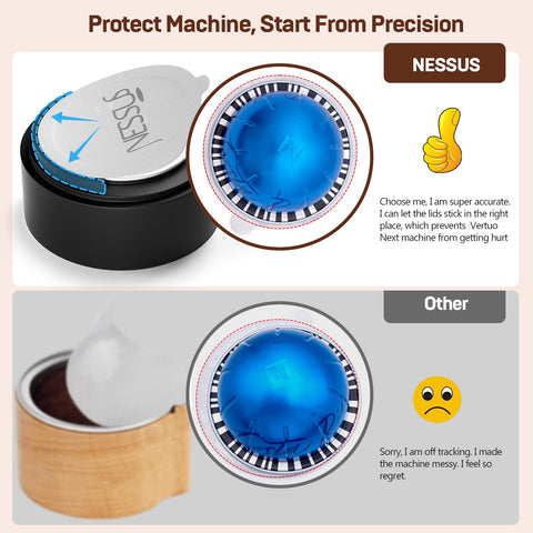NESSUS cleaning brush included for quick, mess-free pod refilling.
