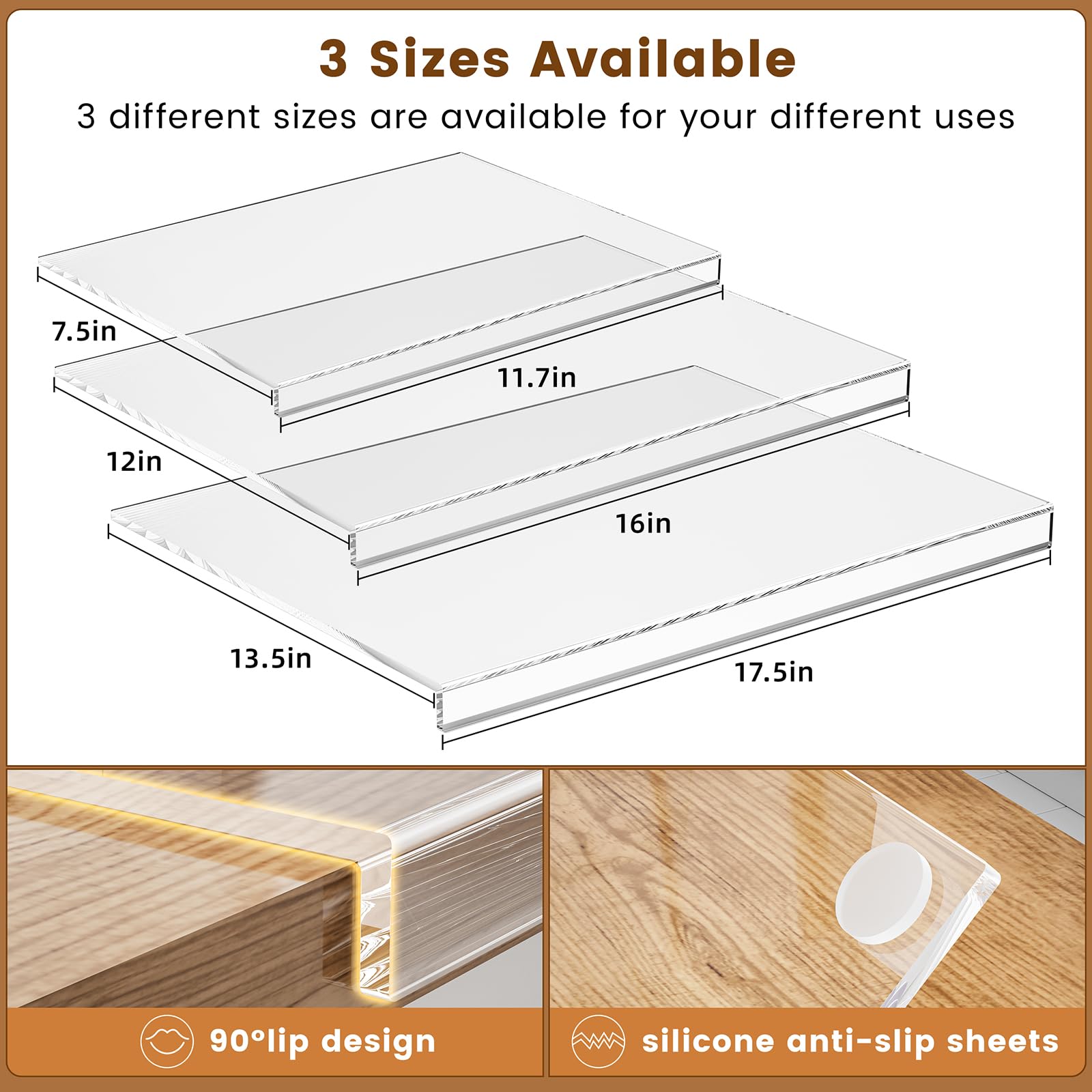 NestElegance acrylic cutting board counter lip design helps keep ingredients in place