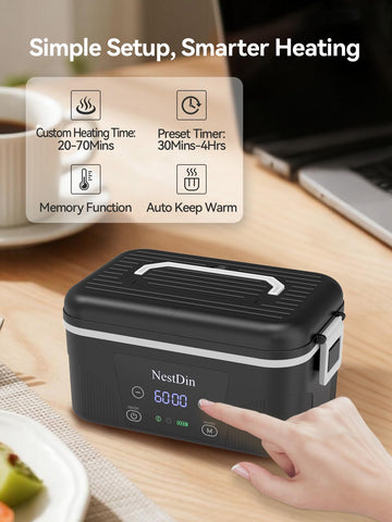 NestDin heat plate delivers fast, even warming for meals on the move.