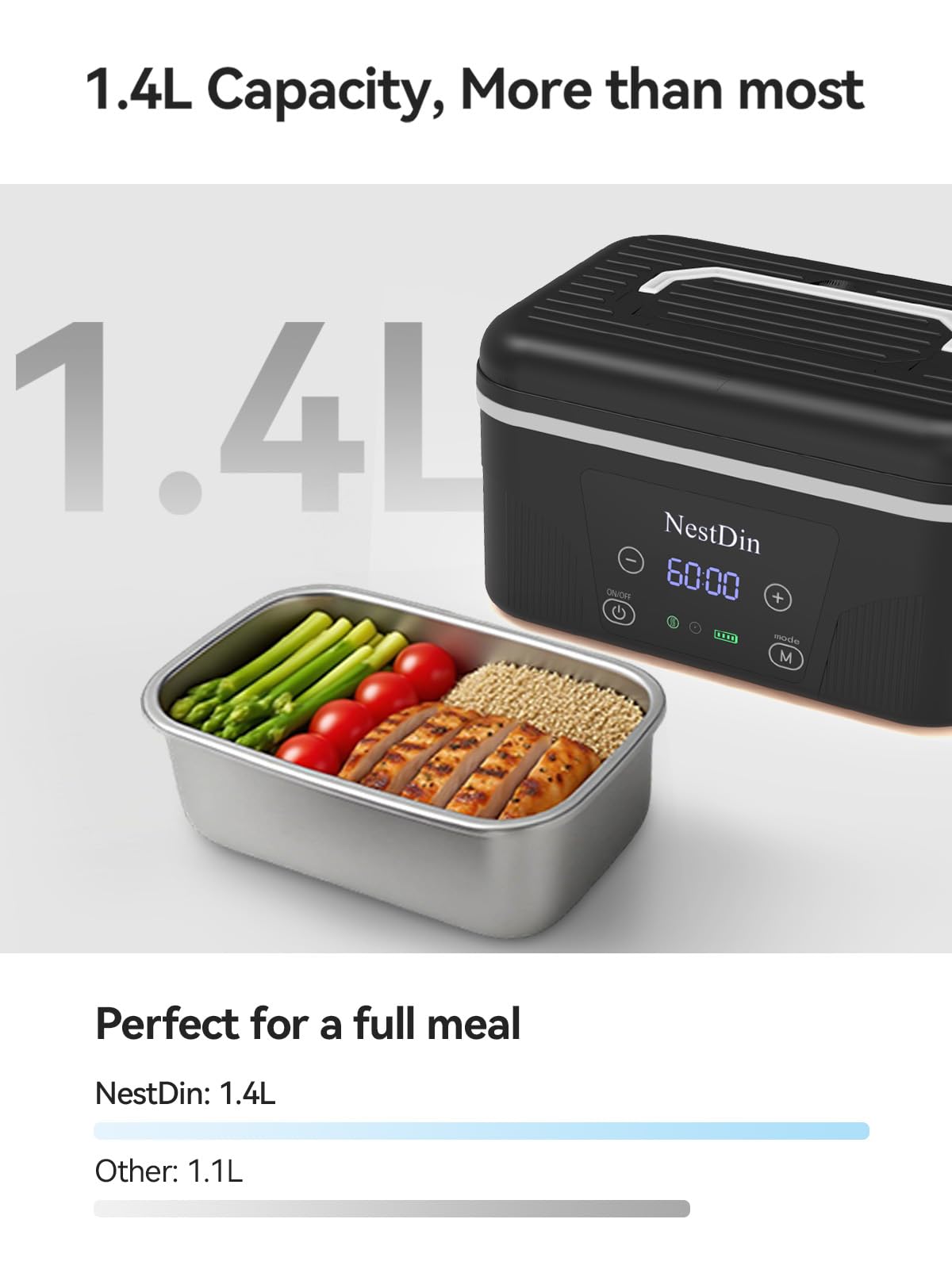 NestDin reusable ice pack fits inside to keep meals cool when needed.
