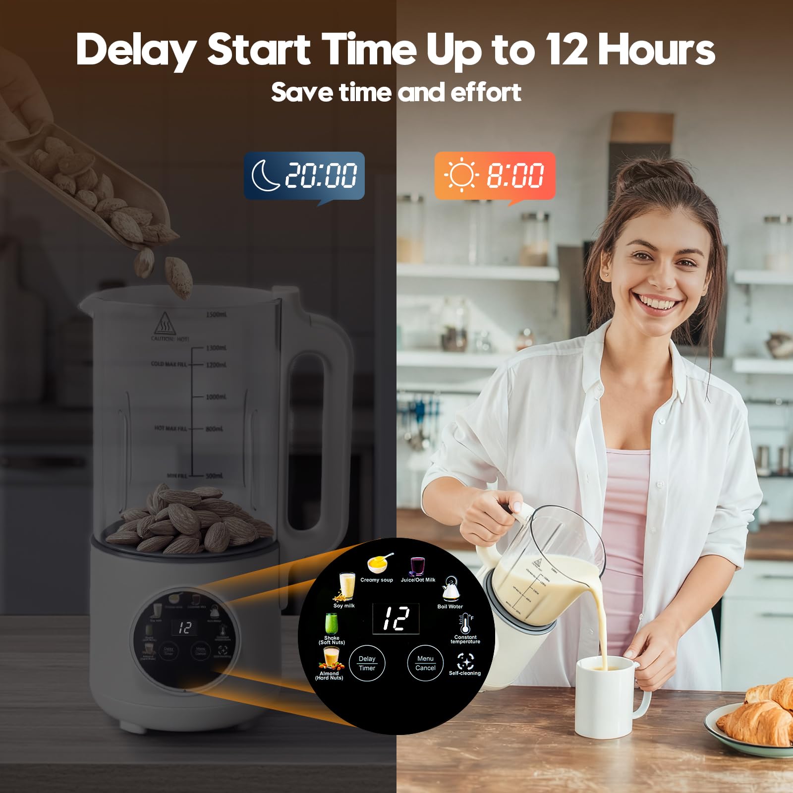 NestEase delay timer lets you plan ahead for ready drinks.