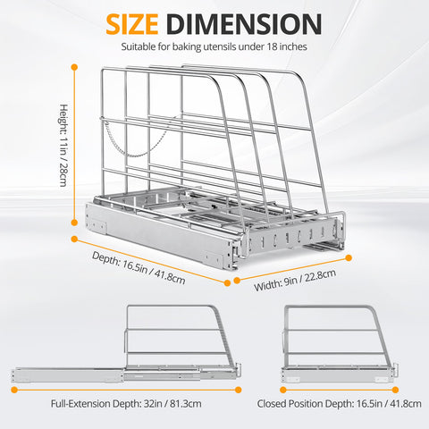 NestSprout three-section rail enables smooth sliding to access bakeware.
