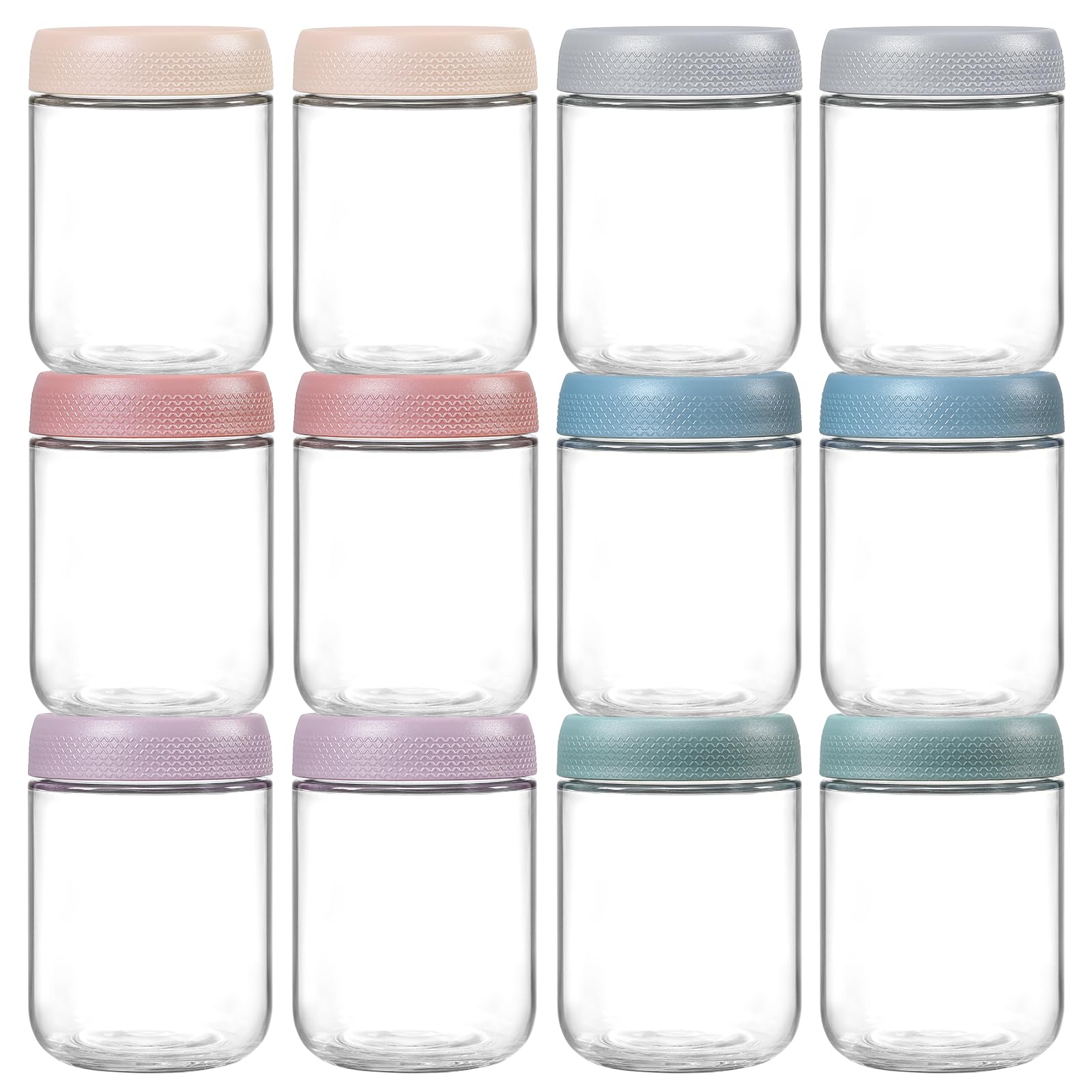 NETANY 12-pack 16oz glass jars with airtight lids for meal prep and freshness.