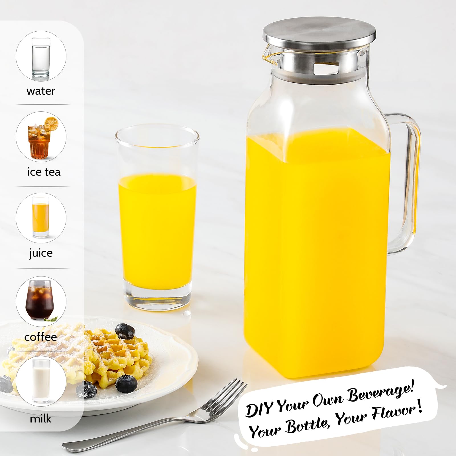 NETANY 68oz borosilicate glass pitcher with large capacity