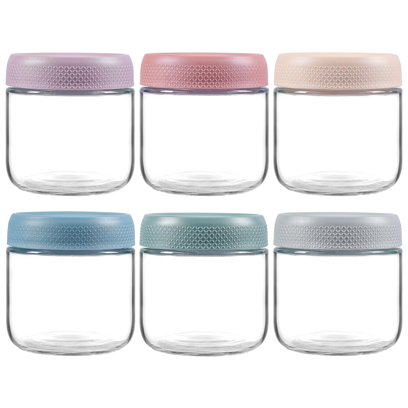 NETANY 6-pack 10oz glass jars with lids for grab-and-go snacks and yogurt.