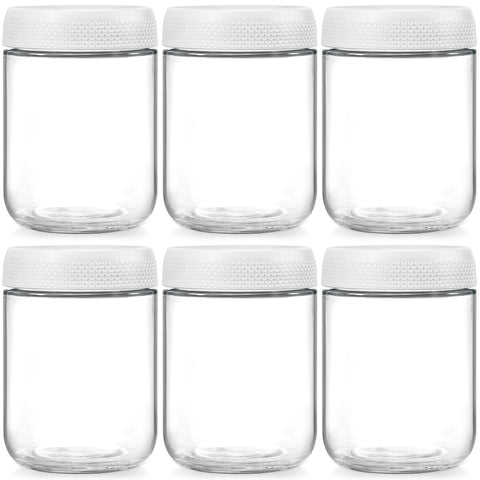 NETANY 6-pack glass jars with airtight lids for fresh, leak-free storage