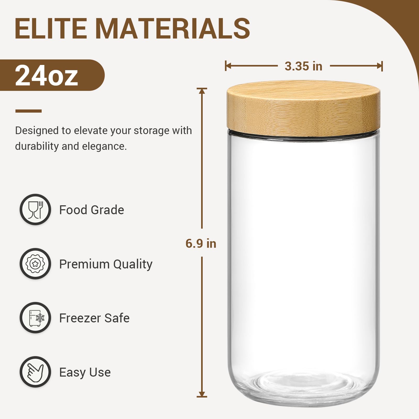 NETANY bamboo lid jar featuring sustainable design for eco-friendly kitchen storage.