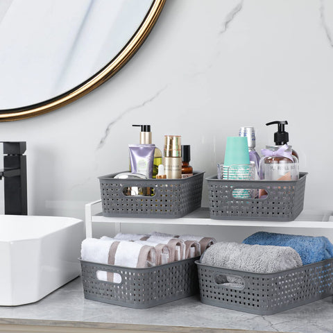 NETANY baskets used in kitchen pantry for tidy storage