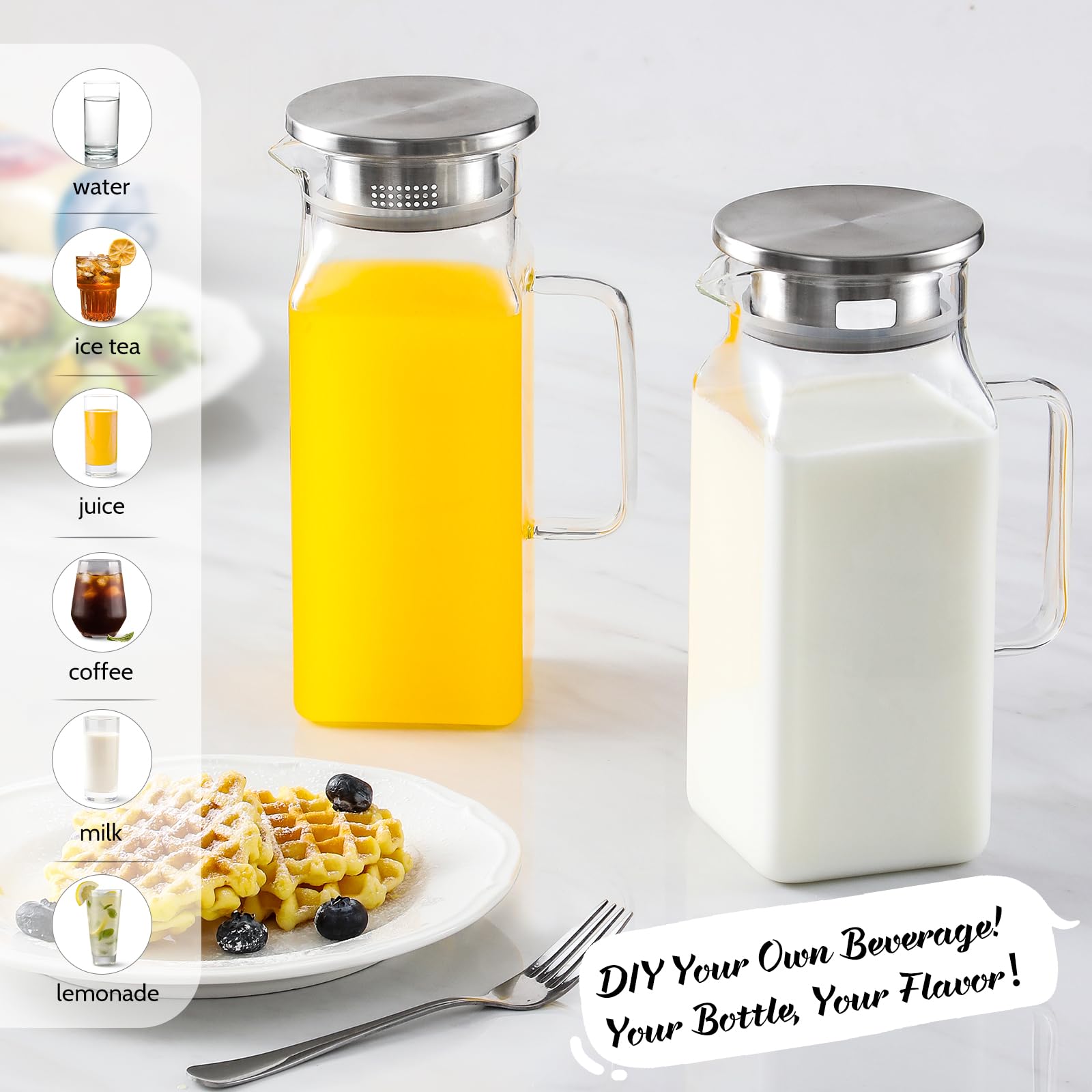 NETANY borosilicate pitcher withstands hot and cold for versatile beverages