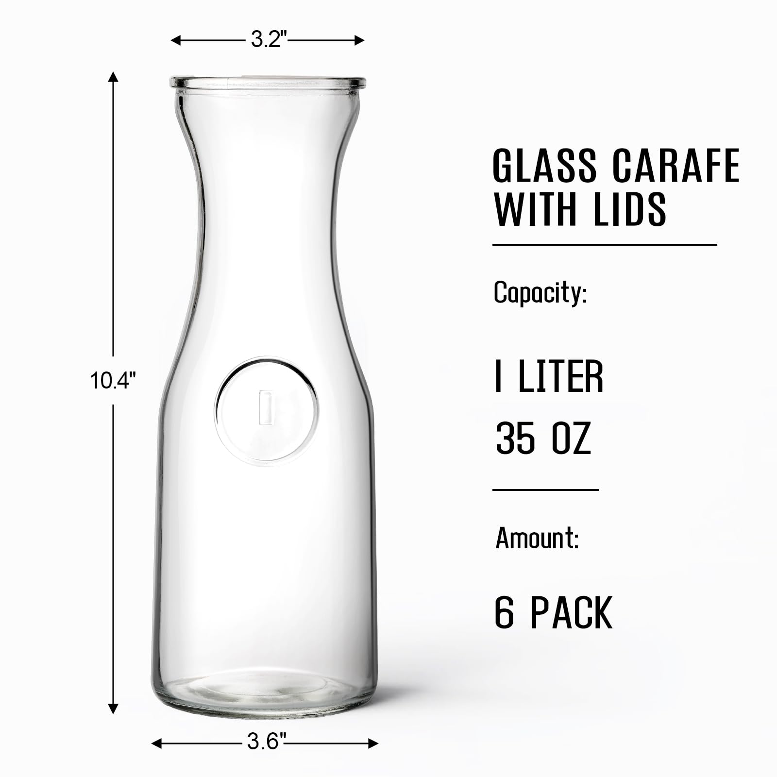 NETANY clear glass pitcher with narrow neck for easy pouring.