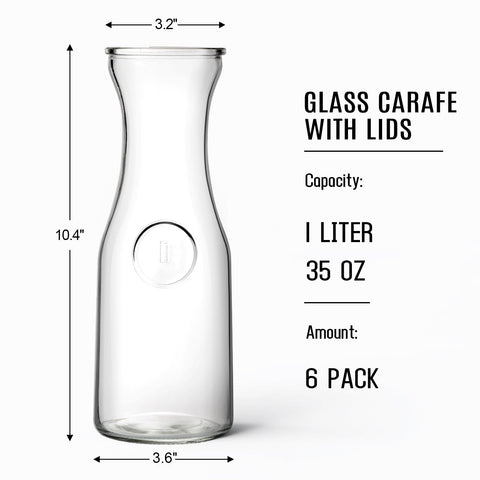 NETANY clear glass pitcher with narrow neck for easy pouring.