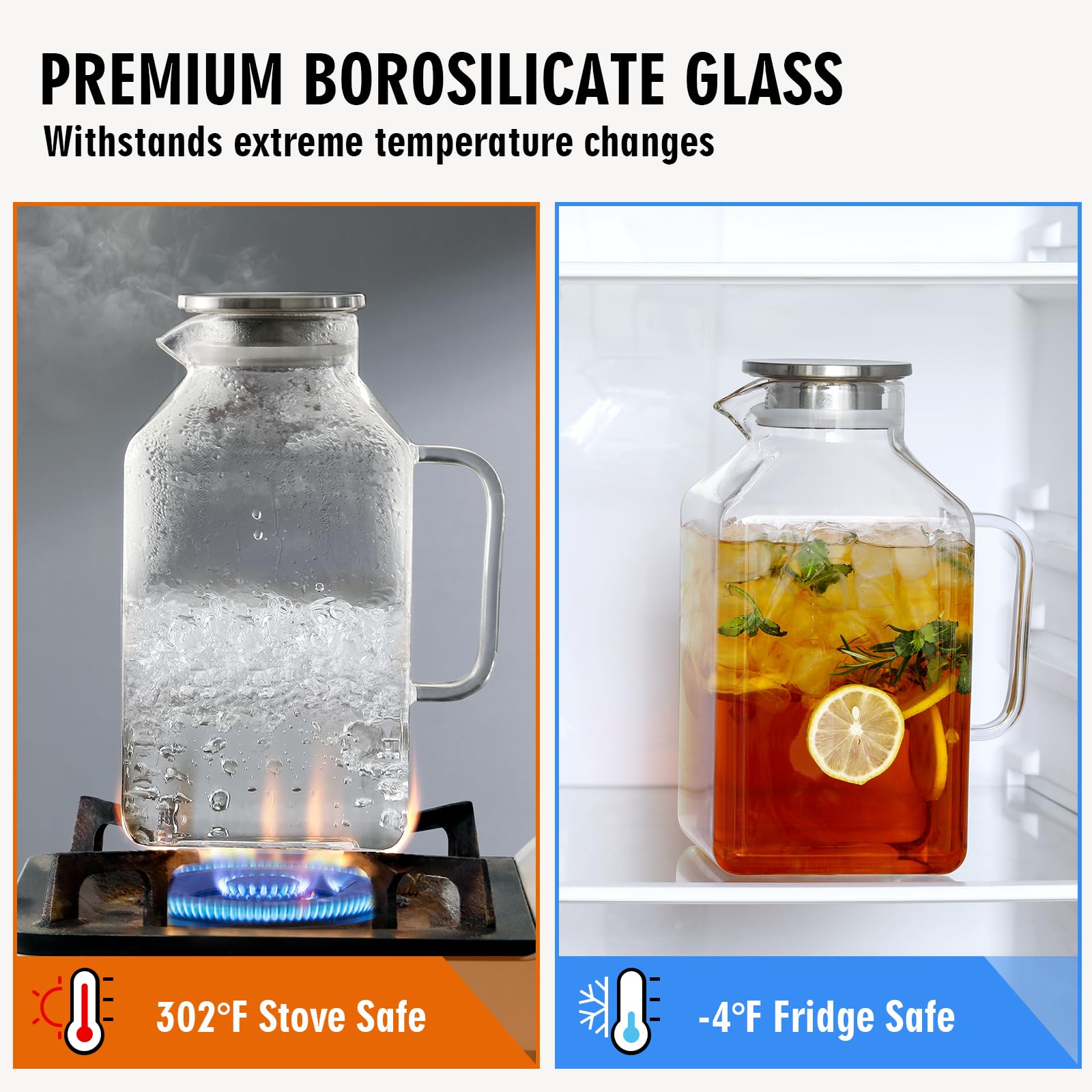 NETANY fridge-friendly large-capacity pitcher ideal for iced tea, juice, or water.
