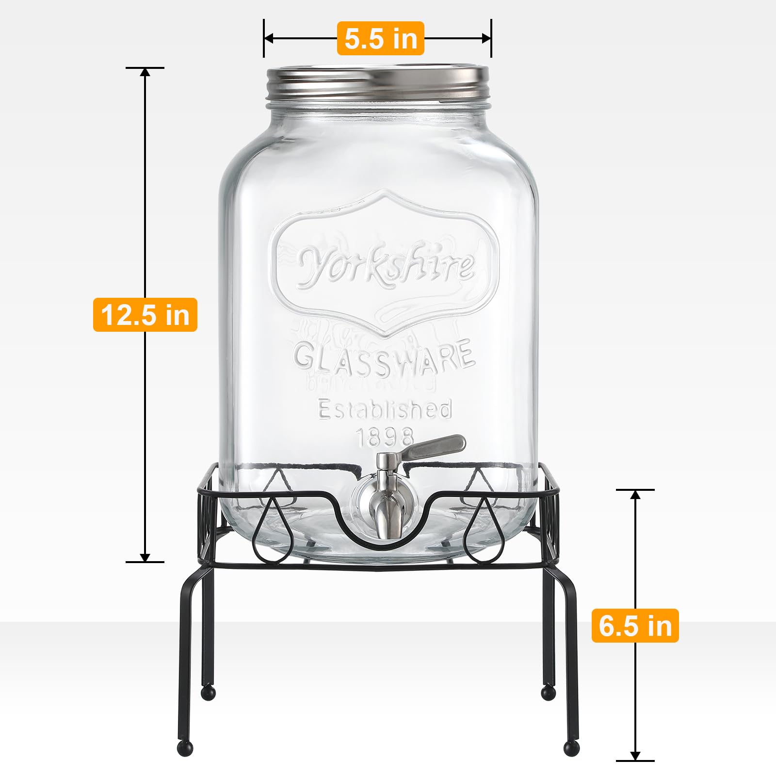 NETANY crystal-clear glass dispenser highlights beverages as a stylish centerpiece.