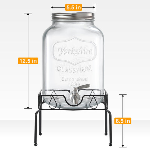 NETANY crystal-clear glass dispenser highlights beverages as a stylish centerpiece.