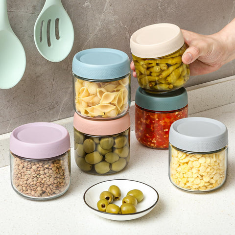 NETANY clear glass jar suitable for snacks, yogurt, or toppings with visibility.