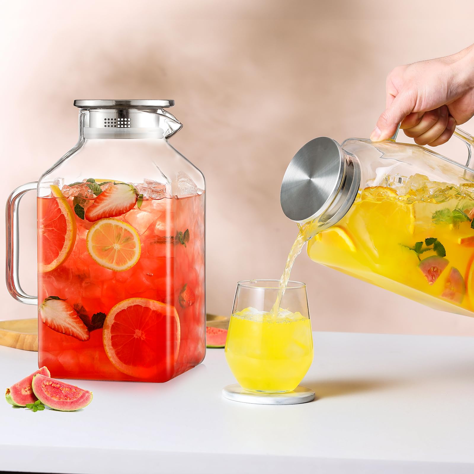 NETANY borosilicate glass pitcher rated for hot and cold temperatures