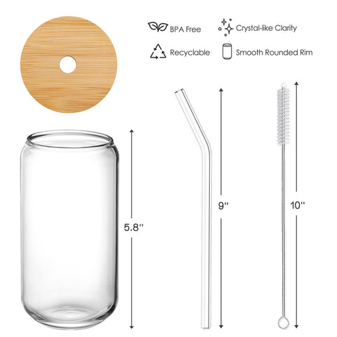 NETANY 16 oz glass cup in use for iced coffee or cold beverages