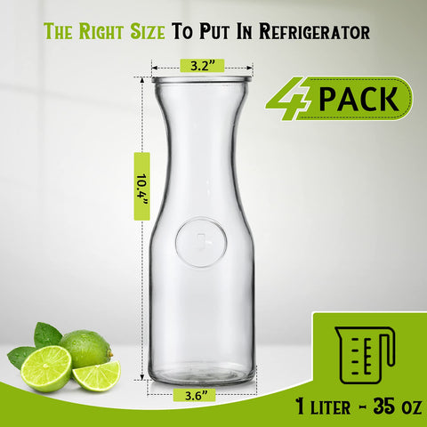 Netany glass carafe with a narrow neck designed for easy grip and smooth pouring.