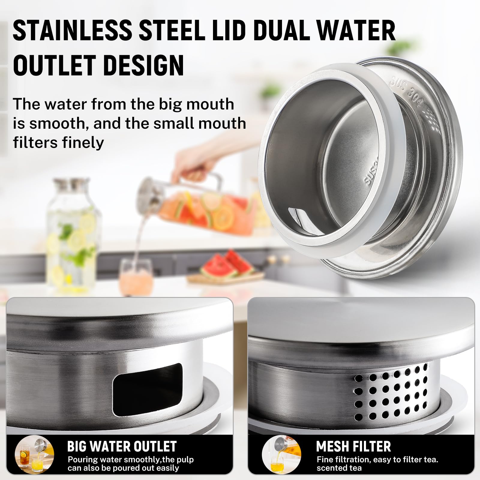NETANY lid with dual filter options for tea or fruit drinks.
