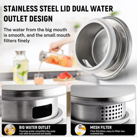 NETANY lid with dual filter options for tea or fruit drinks.
