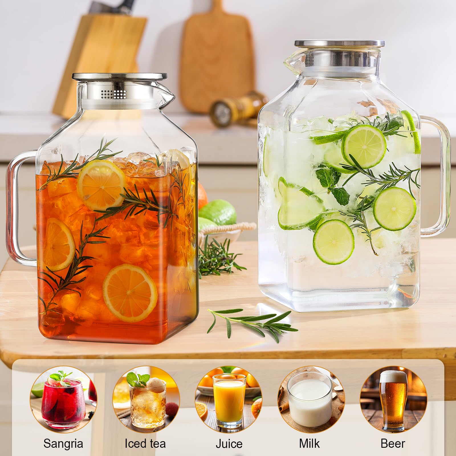 NETANY wide-mouth glass pitcher showing easy cleaning and filling
