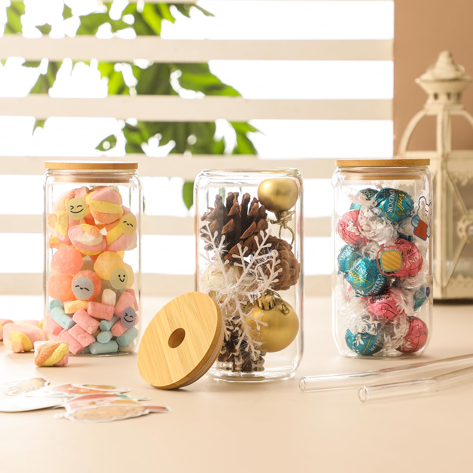 NETANY glass cups with reusable straws ideal for reducing plastic waste.