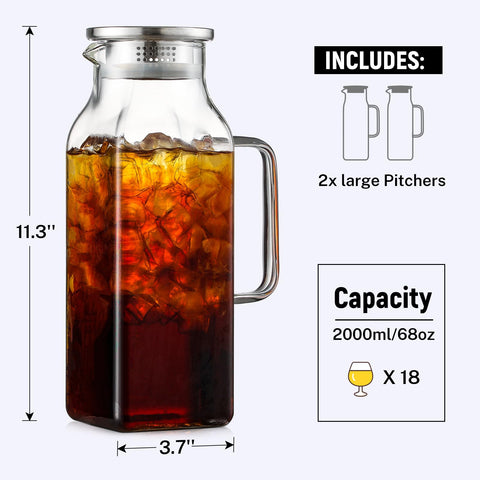 NETANY square pitcher handle ergonomic for comfortable grip while pouring.