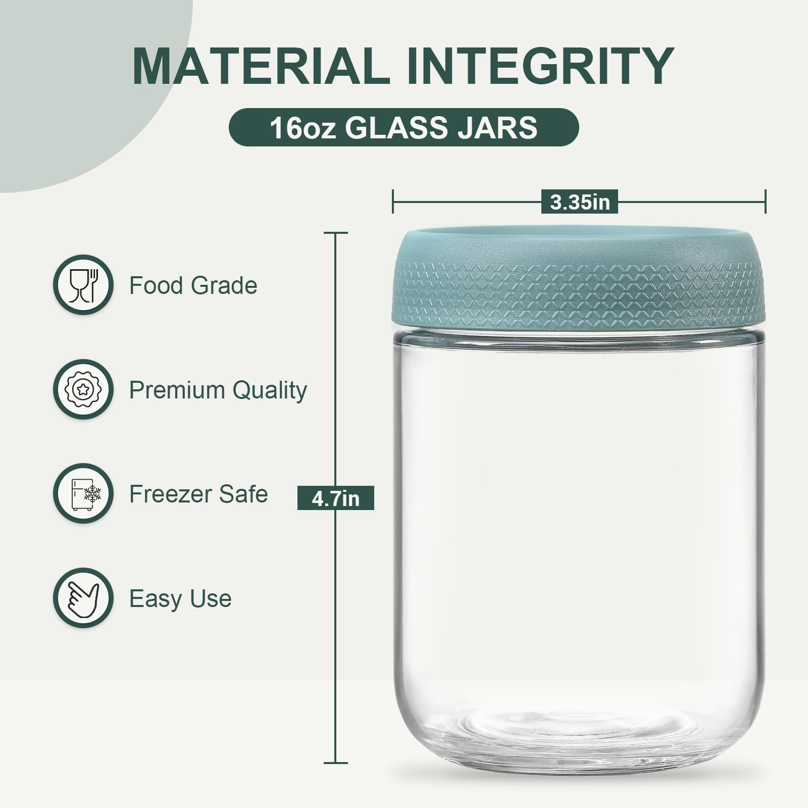 NETANY wide-mouth 16oz glass jar ideal for yogurt, oats, and smoothies.