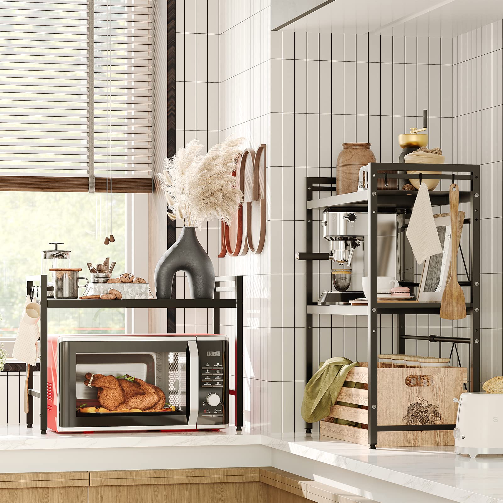 NETEL compact countertop rack keeps cookware and small appliances organized